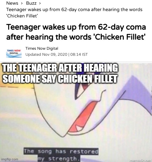 diagram - News > Buzz > Teenager wakes up from 62day coma after hearing the words 'Chicken Fillet' Teenager wakes up from 62day coma after hearing the words 'Chicken Fillet' Times Now Digital Updated | Ist Times Now Digital The Teenager After Hearing Some