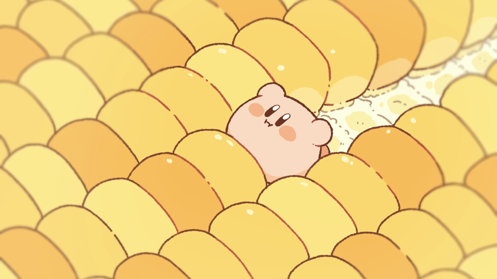 kirby eating corn