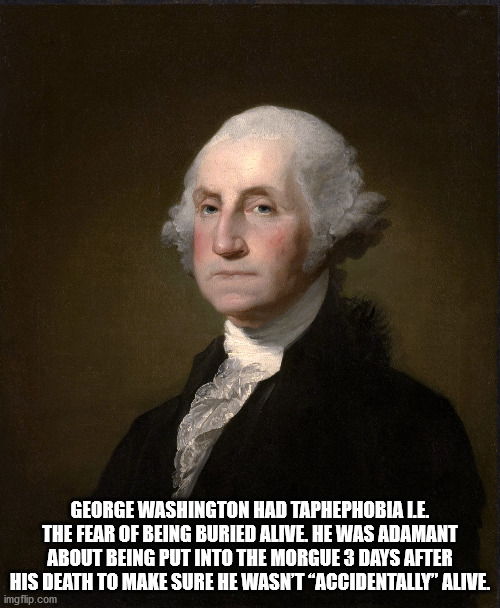 fake george washington quotes - George Washington Had Taphephobia Le. The Fear Of Being Buried Alive. He Was Adamant About Being Put Into The Morgue 3 Days After His Death To Make Sure He Wasn'T Accidentally" Alive. imgflip.com