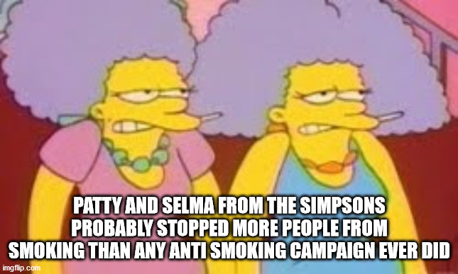cartoon - Patty And Selma From The Simpsons Probably Stopped More People From Smoking Than Any Anti Smoking Campaign Ever Did imgflip.com