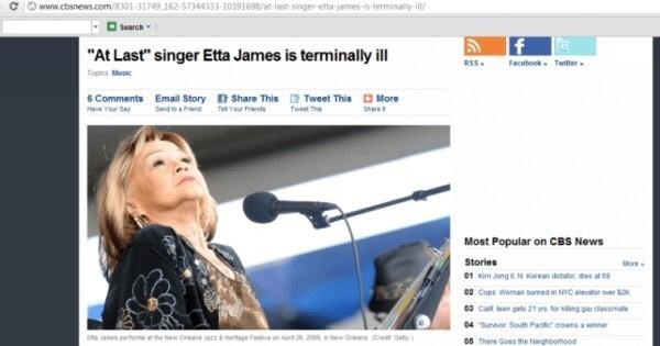 etta james - C 1627340331090 angertjes terminally f Facebook Twitter Rss "At Last" singer Etta James is terminally ill Tipus 6 Email Story This Tweet This More Th Most Popular on Cbs News Stories 01 m. dir. a Can Woman Dumex 09 Cats 21.org 05 There Gott