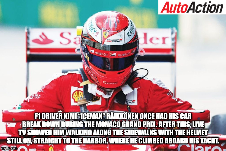 helmet - AutoAction Kajak U Sale Se Logy Her Hublot Hublot 12 We Port Tari F1 Driver Kimisiceman" Rikknen Once Had His Car Break Down During The Monaco Grand Prix. After This, Live Tv Showed Him Walking Along The Sidewalks With The Helmet Still On, Straig