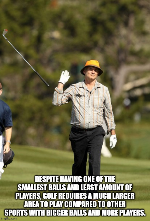 give up meme bill murray - Despite Having One Of The Smallest Balls And Least Amount Of Players, Golf Requires A Much Larger Area To Play Compared To Other Sports With Bigger Balls And More Players. imgflip.com