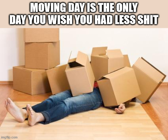 help moving house - Moving Day Is The Only Day You Wish You Had Less Shit imgflip.com