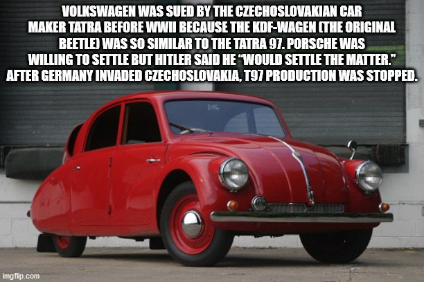 mid size car - Volkswagen Was Sued By The Czechoslovakian Car Maker Tatra Before Wwii Because The KdfWagen The Original Beetle Was So Similar To The Tatra 97.Porsche Was Willing To Settle But Hitler Said He "Would Settle The Matter." After Germany Invaded