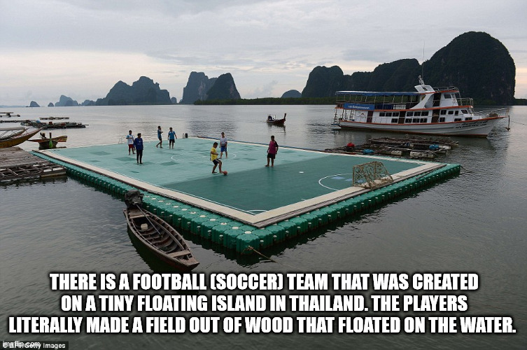 ko panyi - There Is A Football Soccer Team That Was Created On A Tiny Floating Island In Thailand. The Players Literally Made A Field Out Of Wood That Floated On The Water. iengfia ceny Images