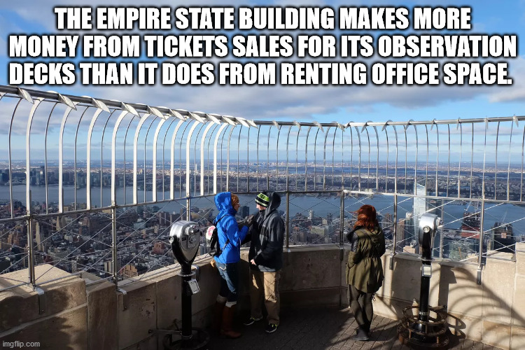 energy - The Empire State Building Makes More Money From Tickets Sales For Its Observation Decks Than It Does From Renting Office Space imgflip.com