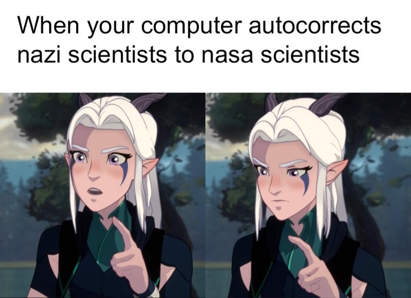 cartoon - When your computer autocorrects nazi scientists to nasa scientists