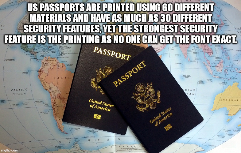 passport - Us Passports Are Printed Using 60 Different Materials And Have As Much As 30 Different Security Features, Yet The Strongest Security Feature Is The Printing As No One Can Get The Font Exact. Ic V Ra 0 Zelta ri Passport Tatge Ilir Estamo Neuila 