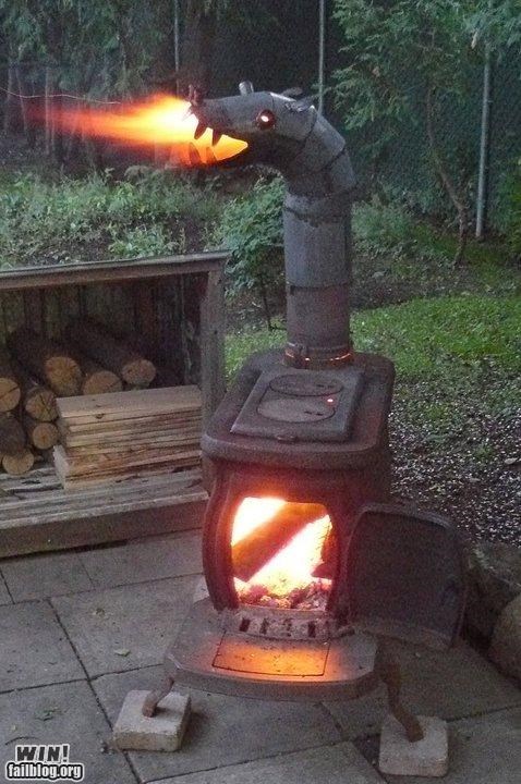 fire breathing dragon wood burner - Win! failblog.org