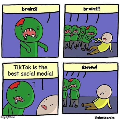 brains brains meme - brains! brains!! An ewww! Tik Tok is the best social media! ? imgflip.com Calecscomics