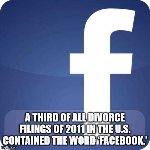 A Third Of All Divorce Filings Of 2011 In The U.S. Contained The Word Facebook.' imgflip.com