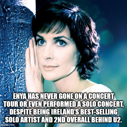 enya - Enya Has Never Gone On A Concert Tour Or Even Performed A Solo Concert, Despite Being Ireland'S BestSelling Solo Artist And 2ND Overall Behind U2. imgflip.com