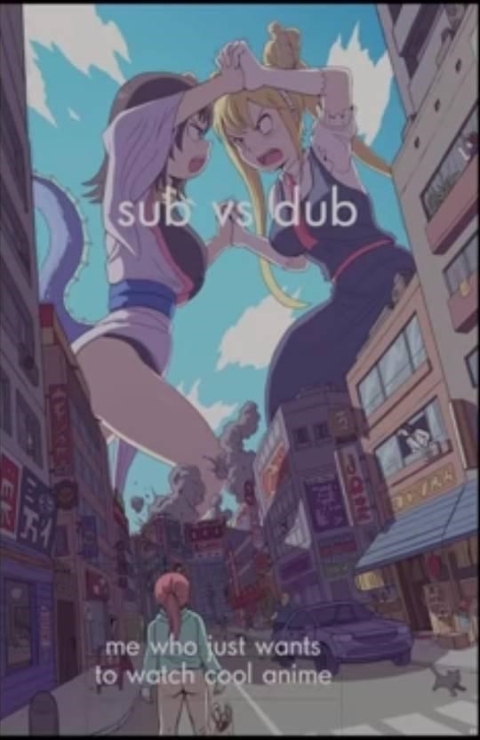 cross shaped rock - sub vs dub me who just wants to watch cool anime
