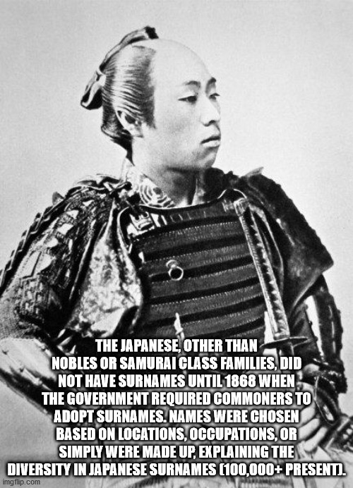 samurai hair - The Japanese, Other Than Nobles Or Samurai Class Families, Did Not Have Surnames Until 1868 When The Government Required Commoners To Adopt Surnames. Names Were Chosen Based On Locations, Occupations, Or Simply Were Made Up, Explaining The 