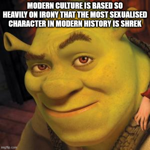 shrek forever after - Modern Culture Is Based So Heavily On Irony That The Most Sexualised Character In Modern History Is Shrek imgflip.com