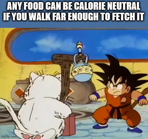 Any Food Can Be Calorie Neutral If You Walk Far Enough To Fetch It imgflip.com