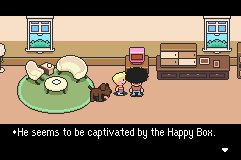 happy box mother 3 - He seems to be captivated by the Happy Box.