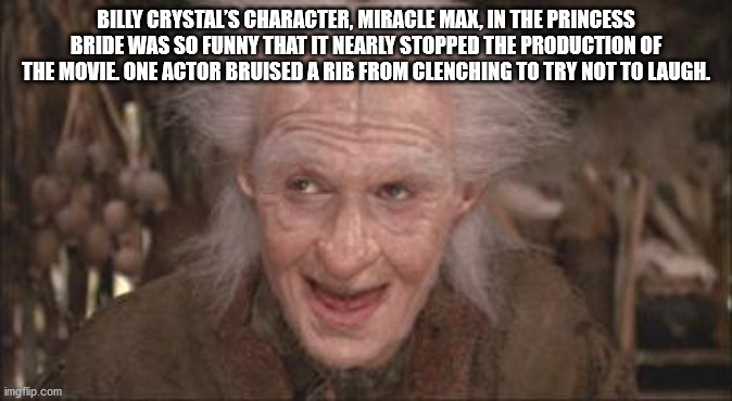 max miracle - Billy Crystal'S Character, Miracle Max, In The Princess Bride Was So Funny That It Nearly Stopped The Production Of The Movie. One Actor Bruised A Rib From Clenching To Try Not To Laugh. imgflip.com