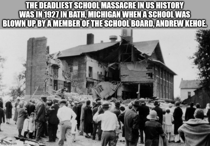 monochrome photography - The Deadliest School Massacre In Us History Was In 1927 In Bath, Michigan When A School Was Blown Up By A Member Of The School Board, Andrew Kehoe. imgrup.com