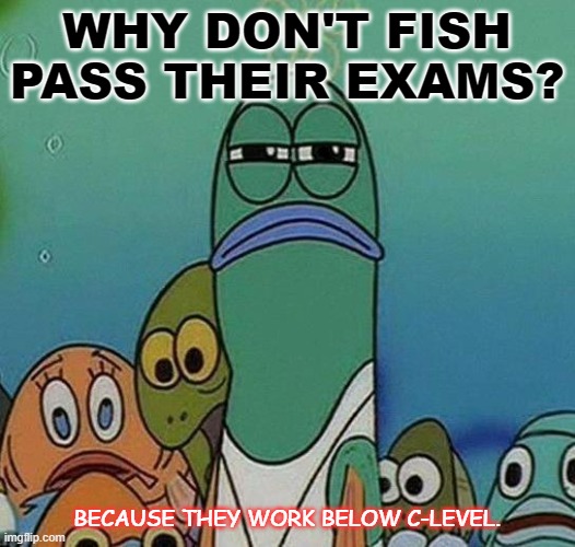 angry fish spongebob - Why Don'T Fish Pass Their Exams? Because They Work Below CLevel. imgflip.com Va
