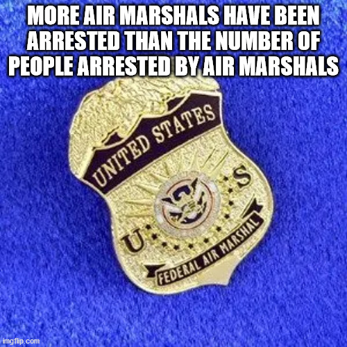 federal air marshal badge - More Air Marshals Have Been Arrested Than The Number Of People Arrested By Air Marshals \United States s Federal Air Marshal imgflip.com