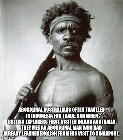 bennelong aboriginal warrior - Aboriginal Australians Often Traveled To Indonesia For Trade, And When British Explorers First Visited Inland Australia They Met An Aboriginal Man Who Had Already Learned English From His Visit To Singapore imgflip.com