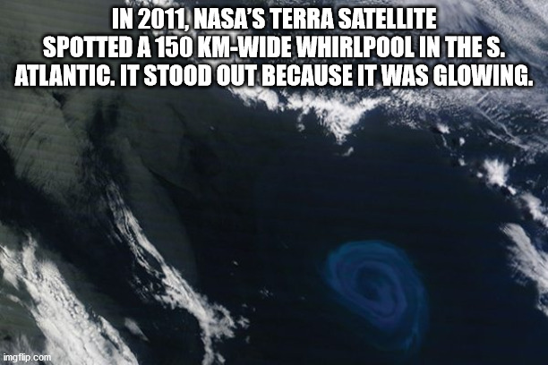willy wonka meme - In 2011, Nasa'S Terra Satellite Spotted A 150 KmWide Whirlpool In The S. Atlantic. It Stood Out Because It Was Glowing. imgflip.com