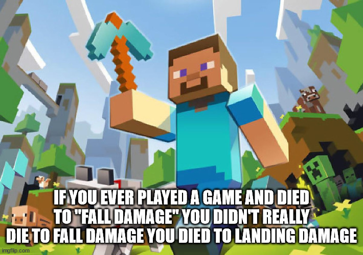 minecraft xbox 360 edition - If You Ever Played A Game And Died G'I To "Fall Damage" You Didn'T Really Die To Fall Damage You Died To Landing Damage imgflip.com