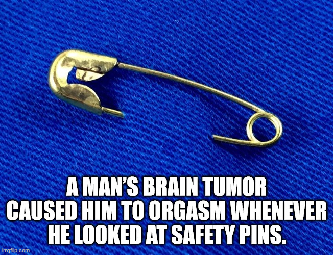 fud - A Man'S Brain Tumor Caused Him To Orgasm Whenever He Looked At Safety Pins. imgflip.com