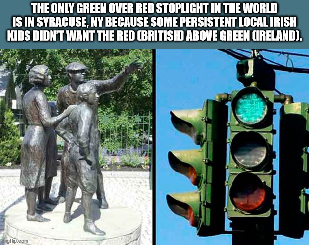 tree - The Only Green Over Red Stoplight In The World Is In Syracuse, Ny Because Some Persistent Local Irish Kids Didnt Want The Red British Above Green Cireland. ingflip.com