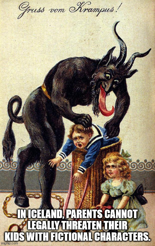 victorian christmas cards - Gruss vom Krampus . Co Je Toge In Iceland, Parents Cannot Legally Threaten Their Kids With Fictional Characters. imgflip.com