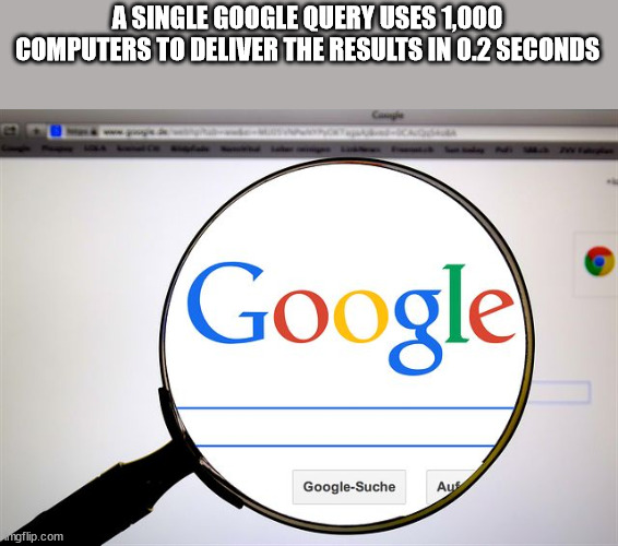 google - A Single Google Query Uses 1,000 Computers To Deliver The Results In 0.2 Seconds Google GoogleSuche Aus ngflip.com