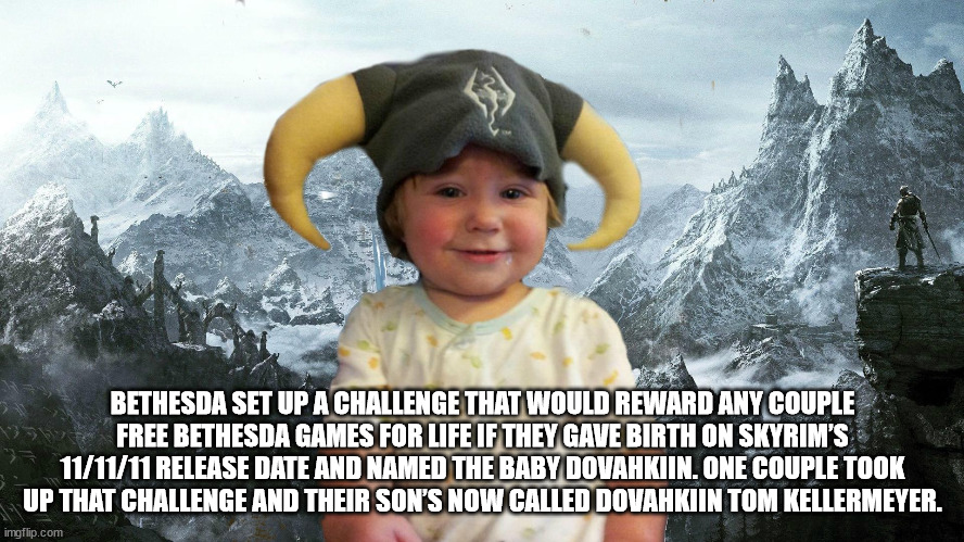 pershing square - Bethesda Set Up A Challenge That Would Reward Any Couple Free Bethesda Games For Life If They Gave Birth On Skyrim'S 111111 Release Date And Named The Baby Dovahkiin. One Couple Took Up That Challenge And Their Son'S Now Called Dovahkiin