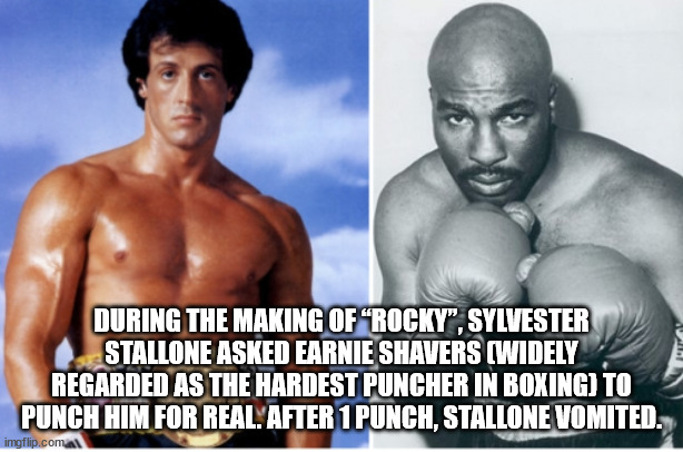 trump rocky - During The Making Of Rocky, Sylvester Stallone Asked Earnie Shavers Widely Regarded As The Hardest Puncher In Boxing To Punch Him For Real. After 1 Punch, Stallone Vomited. imgflip.com