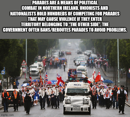 car - Parades Are A Means Of Political Combat In Northern Ireland. Unionists And Nationalists Hold Hundreds Of Competing For Parades That May Cause Violence If They Enter Territory Belonging To "The Other Side". The Government Often BansReroutes Parades T