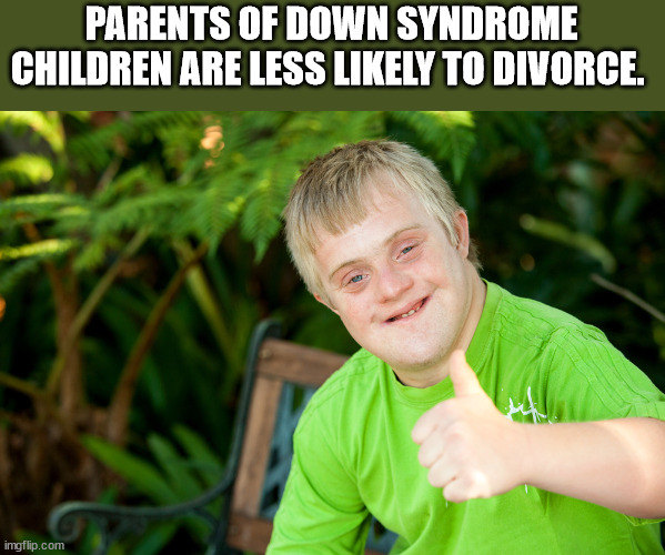 syndrome downie - Parents Of Down Syndrome Children Are Less ly To Divorce. imgflip.com