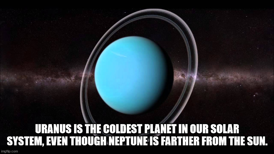 atmosphere - Uranus Is The Coldest Planet In Our Solar System, Even Though Neptune Is Farther From The Sun. imgflip.com
