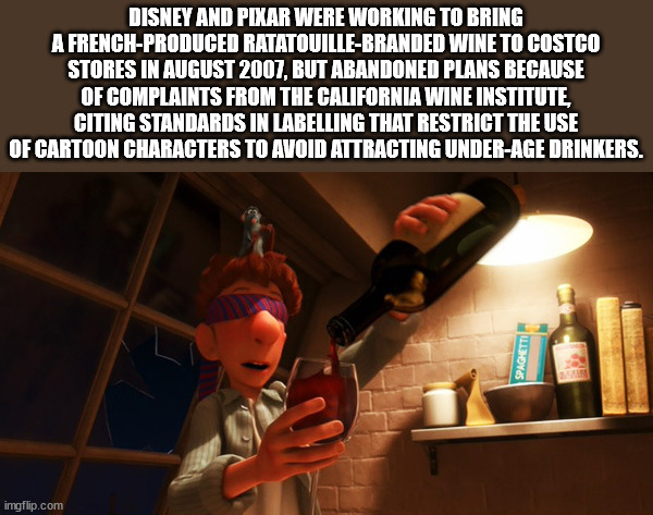 ratatouille wine - Disney And Pixar Were Working To Bring A FrenchProduced RatatouilleBranded Wine To Costco Stores In , But Abandoned Plans Because Of Complaints From The California Wine Institute Citing Standards In Labelling That Restrict The Use Of Ca