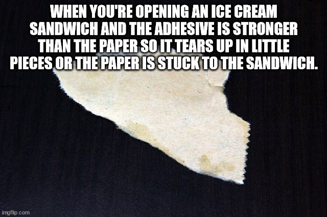 citra kasih tangerang - When You'Re Opening An Ice Cream Sandwich And The Adhesive Is Stronger Than The Paper So It Tears Up In Little Pieces Or The Paper Is Stuck To The Sandwich. imgflip.com