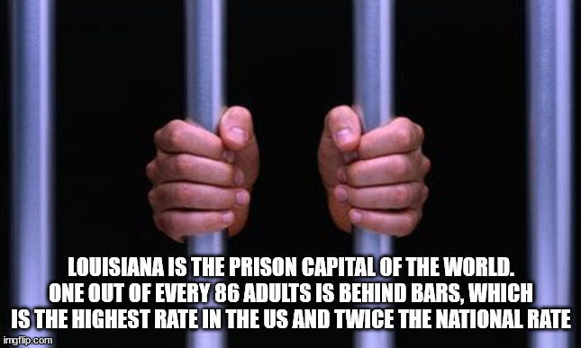 hand - Louisiana Is The Prison Capital Of The World. One Out Of Every 86 Adults Is Behind Bars, Which Is The Highest Rate In The Us And Twice The National Rate imgflip.com