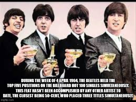 beatles happy new year - During The Week Of , The Beatles Held The Top Five Positions On The Billboard Hot 100 Singles Simultaneously. This Feat Hasn'T Been Accomplished By Any Other Artist To Date The Closest Being 50Cent, Who Placed Three Titles Simulta
