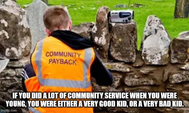 shower thoughts - tree - Community Payback If You Did A Lot Of Community Service When You Were Young, You Were Either A Very Good Kid, Or A Very Bad Kid. imgflip.com