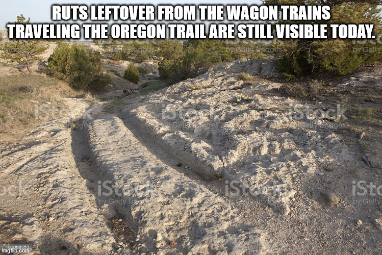 fun facts - useless factsoregon trail ruts - Ruts Leftover From The Wagon Trains Traveling The Oregon Trail Are Still Visible Today. finage . bycieli Laages by Getty Ise sich einges Get ses Getirages Scler iste istha iSto by Getty Image by. Getty 18108836