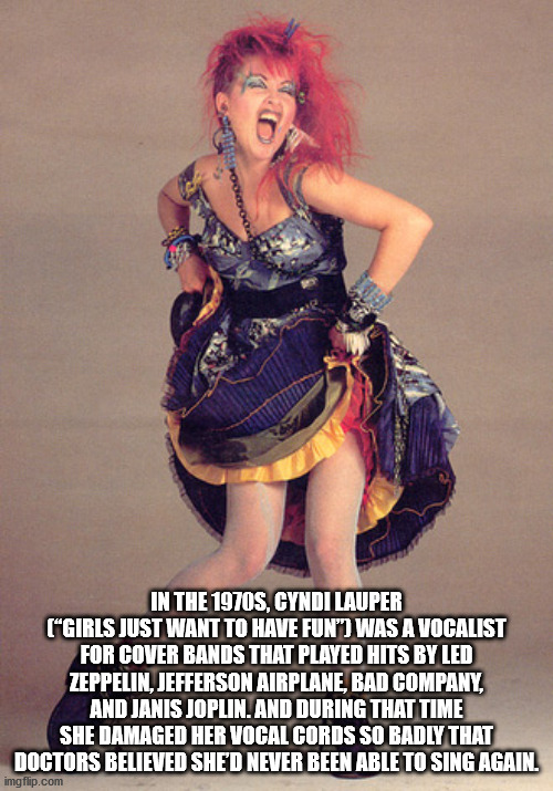 cyndi lauper 1983 - In The 1970S, Cyndi Lauper Girls Just Want To Have Fun" Was A Vocalist For Cover Bands That Played Hits By Led Zeppelin, Jefferson Airplane, Bad Company, And Janis Joplin. And During That Time She Damaged Her Vocal Cords So Badly That 
