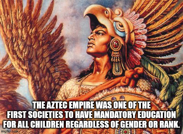 aztecs warriors - The Aztec Empire Was One Of The First Societies To Have Mandatory Education For All Children Regardless Of Gender Or Rank. Hers imgflip.com