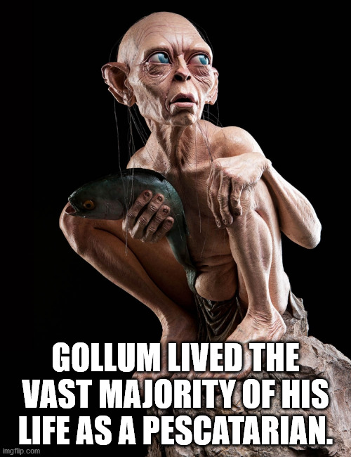 shower thoughts - muscle - Gollum Lived The Vast Majority Of His Life As A Pescatarian. imgflip.com