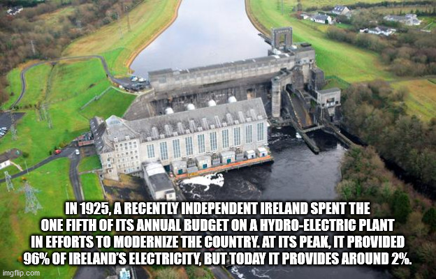fun facts - hickory house restaurant - In 1925, A Recently Independent Ireland Spent The One Fifth Of Its Annual Budget On A HydroElectric Plant In Efforts To Modernize The Country. At Its Peak, It Provided 96% Of Ireland'S Electricity, But Today It Provi