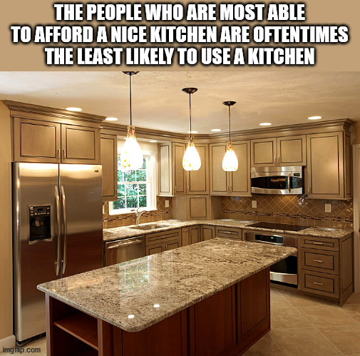 lavish kitchen - The People Who Are Most Able To Afford A Nice Kitchen Are Oftentimes The Least ly To Use A Kitchen imgflip.com