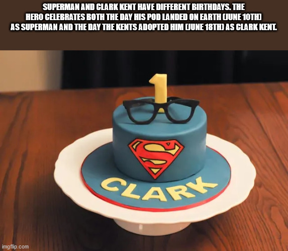 superman official - Superman And Clark Kent Have Different Birthdays. The Hero Celebrates Both The Day His Pod Landed On Earth Oune 10TH As Superman And The Day The Kents Adopted Him Oune 18TH As Clark Kent Clart imgflip.com